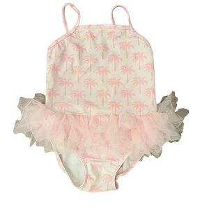 Kate Mack Pink Palm Tree Sequin Tutu Swimsuit